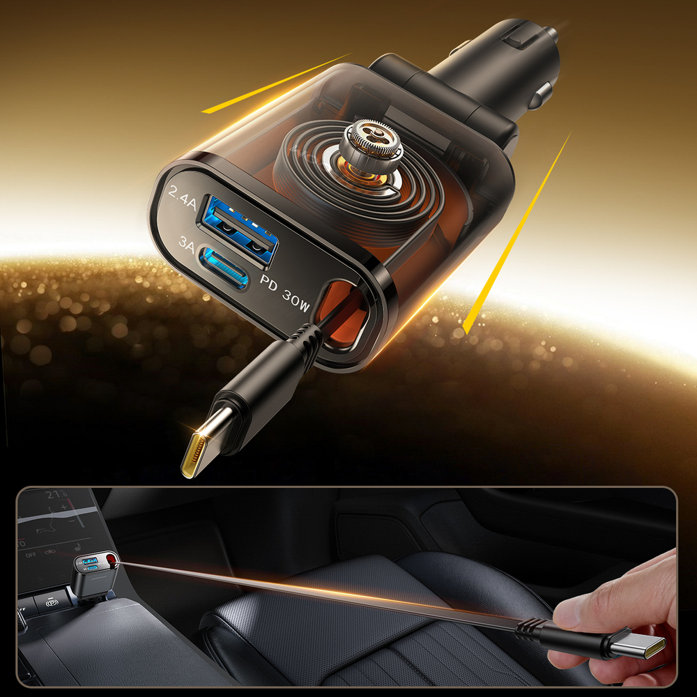 Joyroom JR-CCL07 Incarcator auto retractabil 3 in 1 - imagine 4