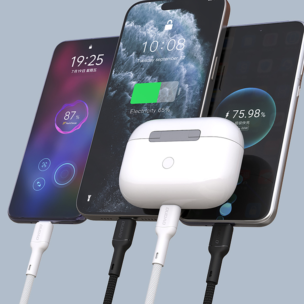 Cablu pentru incarcare si transfer de date Dudao L9C, USB-C / USB-C, 65W, 1m, Alb - imagine 3