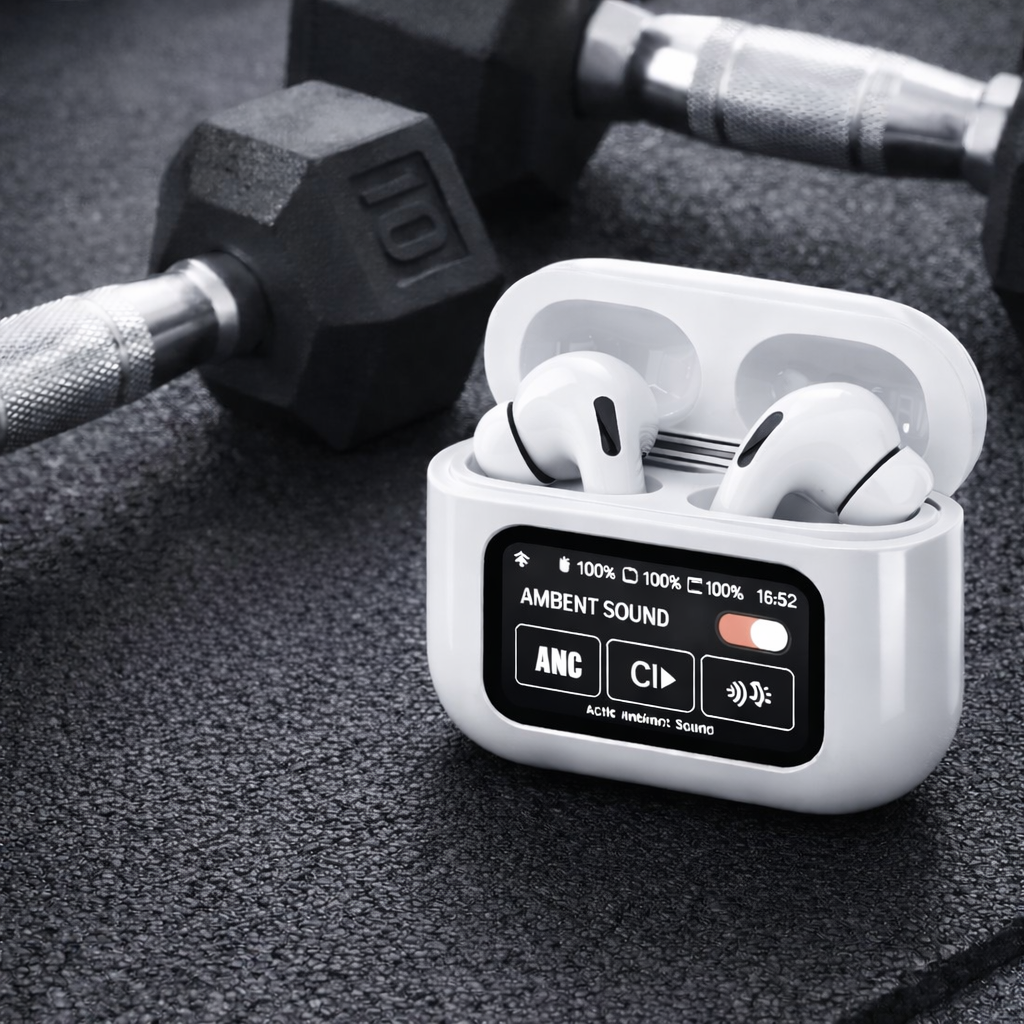 A9 Pro ANC Bluetooth Headphones with Color Touchscreen and Wireless Charging - Image 9